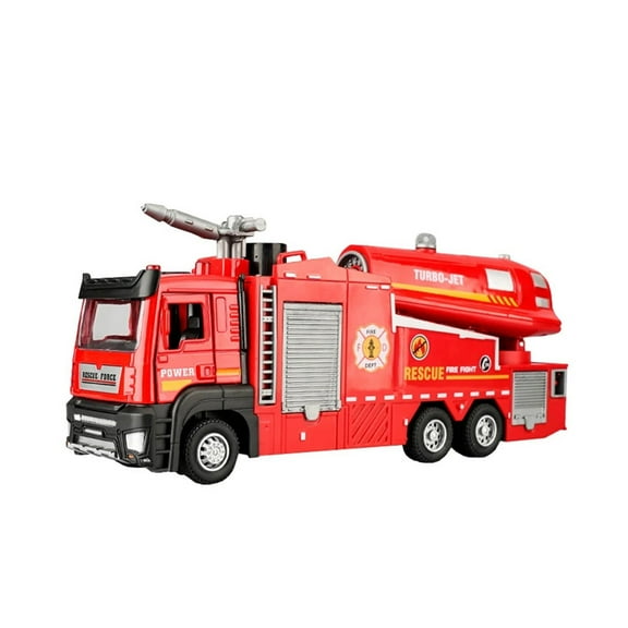 MAE 1/32 Fire Truck Model Toy Car Die-cast Metal Light Sound Simulation Water Spray Rescue Vehicle Pull-Back Car Models Christmas