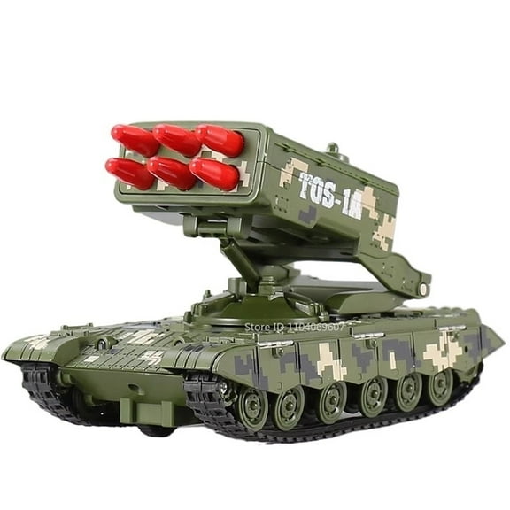 MAE 1:32 T34 99A Tank TOS-1A Rocket Gun Model Toy Car Alloy Diecast Spray Military Models Sound Light Pull Back Holiday Gift for Boy