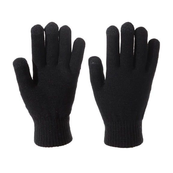 MAE 1 Pair Solid-Color Men's Knit Gloves, Five-Finger Thickened Warm Style Accessories