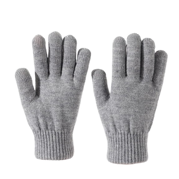 MAE 1 Pair Solid-Color Men's Knit Gloves, Five-Finger Thickened Warm Style Accessories