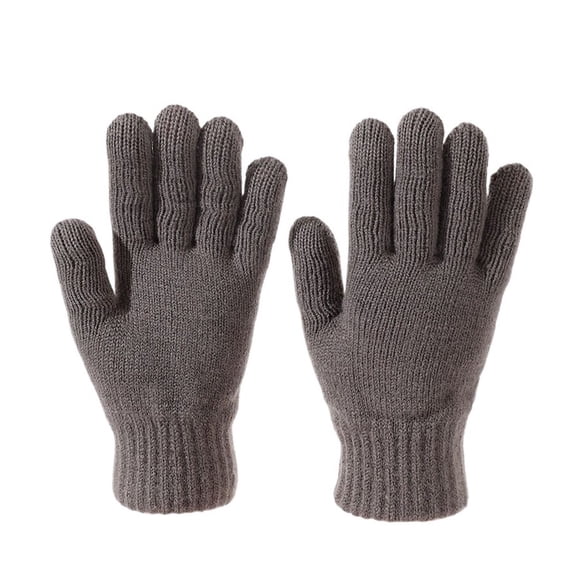 MAE 1 Pair Solid-Color Men's Knit Gloves, Five-Finger Thickened Warm Style Accessories