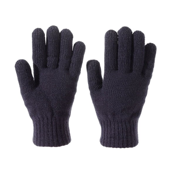 MAE 1 Pair Solid-Color Men's Knit Gloves, Five-Finger Thickened Warm Style Accessories