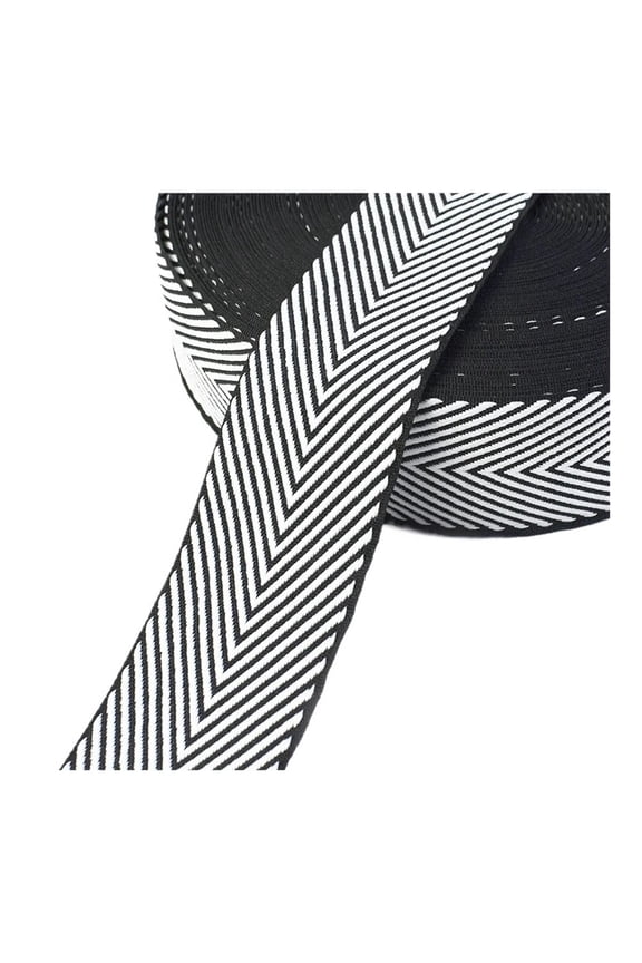 MAE 10Meters 10-38mm Jacquard Webbing Backpack Strap Belt Black White Stripe Ribbon Band Luggage Bias Tapes Bag Clothes Accessories