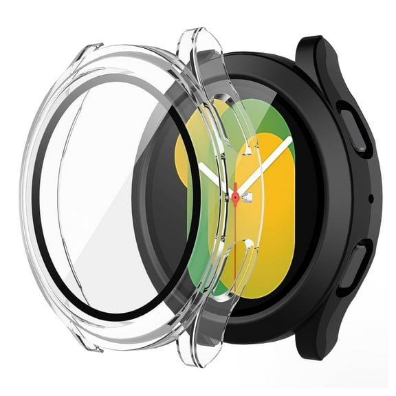 MAE 2-Pack Hard PC Screen Protector Case for Samsung Galaxy Watch 4/5 44mm, Anti-Slip Ultra-thin Scratch Resistant Cover with Tempered Glass