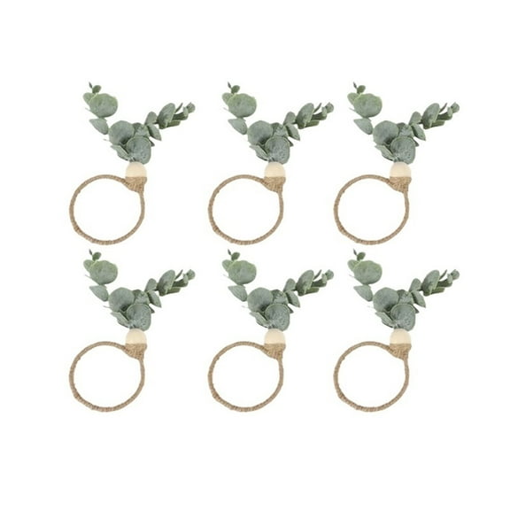 MAE 24PCS Holiday Table Decor Eucalyptus Leaf Napkin Rings for Thanksgiving Banquets Restaurants and Elegant Table Arrangements
