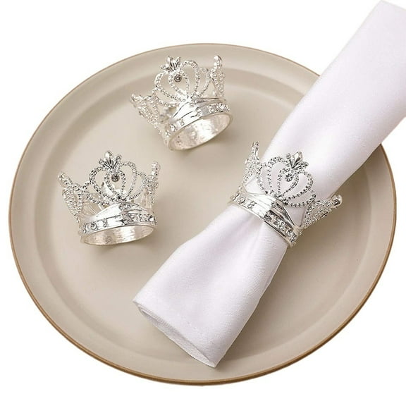 MAE 3PCS Christmas Crown Rhinestone Gold Napkin Rings,Halloween Napkin Buckles,for Dinner Wedding Parties Dining Table Decor