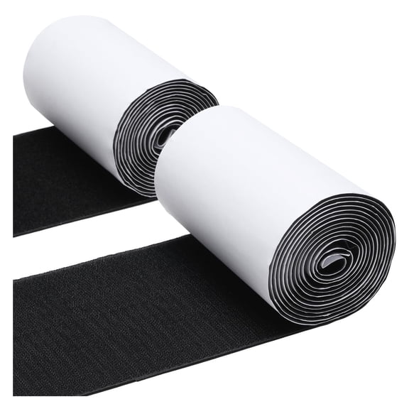 MAE 4.4 Inches x 18 Feet Strong Sticky Back Heavy Duty Hook and Loop Tape with Adhesive, Non-Slip Couch Cushion Grip Accessories, Double Sided Strip Roll to Prevent Sliding, Black