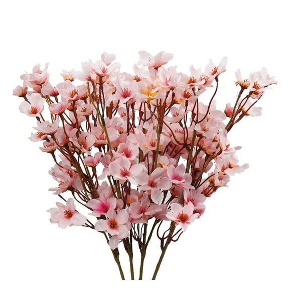 MAE 4Pcs Artificial Cherry Blossom Flower, Silk Peach Flowers Fake Plants Arrangement for DIY Garden Home Wedding Party Decor Pink