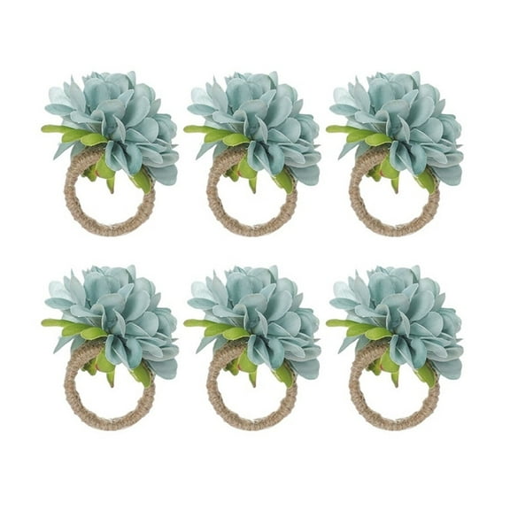 MAE 6Pcs Flower Napkin Holders Rings Artificial Floral Napkin Rings Handicraft Flower Napkin Rings Table Decoration For Wedding