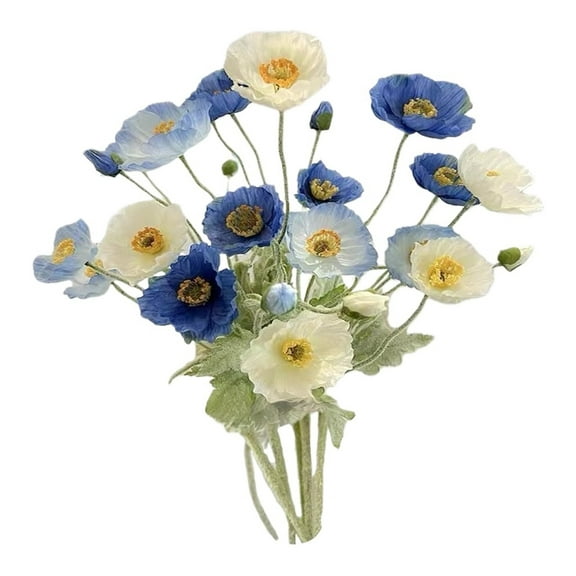 MAE 6pcs Artificial Poppy Flowers Silk Fake Poppy Flowers with Stems Faux Spring Flowers Real Touch Flowers for Home Table Centerpieces Floral Arrangement Wedding Bouquet Mixed Decoration