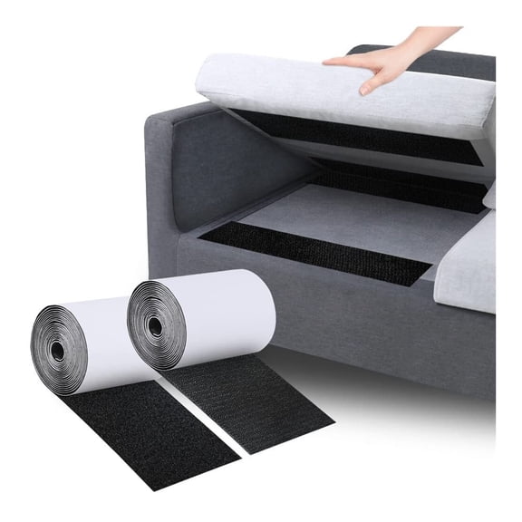 madnegdeng Non Slip Couch Cushion Pad, 4In x 10Ft Rolled Hook Loop with Strong Adhesive to Keep Couch Cushion from Sliding (Black)