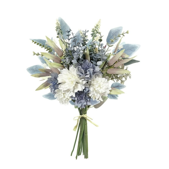 MAE Artificial Flowers Bouquet, Silk Flowers Blue Fake Flowers Arrangement Faux Flowers for Home Decor, Vase Arrangement, Wedding Bouquets, Table Centerpieces Decor