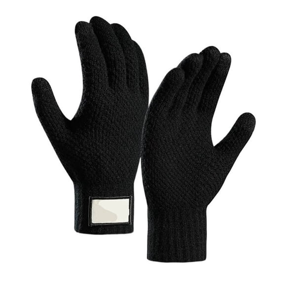 MAE Autumn and winter men's plush and thick jacquard gloves, cold resistant touch screen, warm knitted outdoor cycling all fi