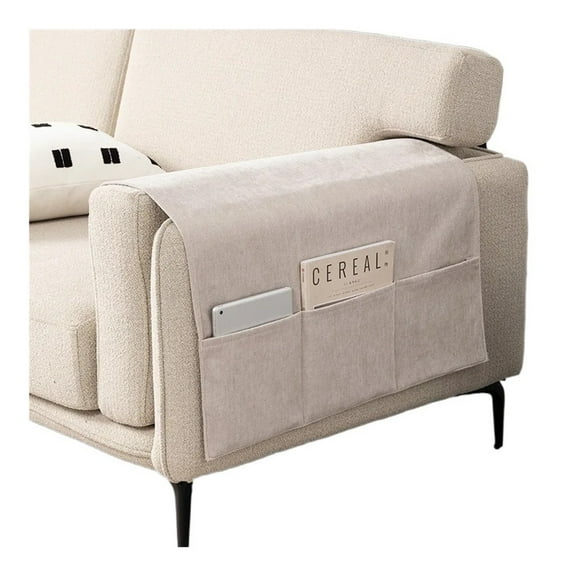 MAE Chenille Fabric Sofa Armrest Towel Soft Thick Anti Slip Handle Cloth Durable couch Side Cover with Pockets