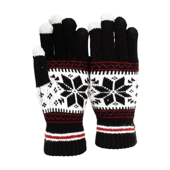 MAE Snowflake Winter Knitted Gloves Unisex Adult Warm Touch Screen Glove for Men & Women