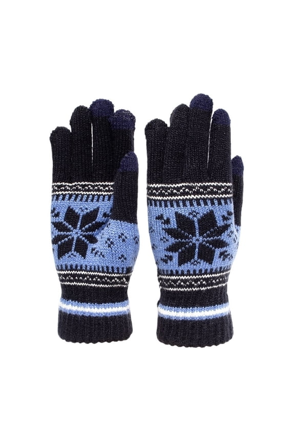 MAE Snowflake Winter Knitted Gloves Unisex Adult Warm Touch Screen Glove for Men & Women