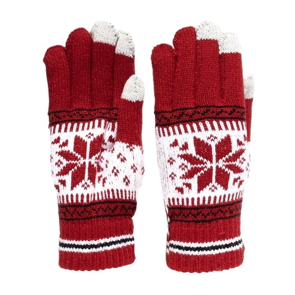 MAE Snowflake Winter Knitted Gloves Unisex Adult Warm Touch Screen Glove for Men & Women