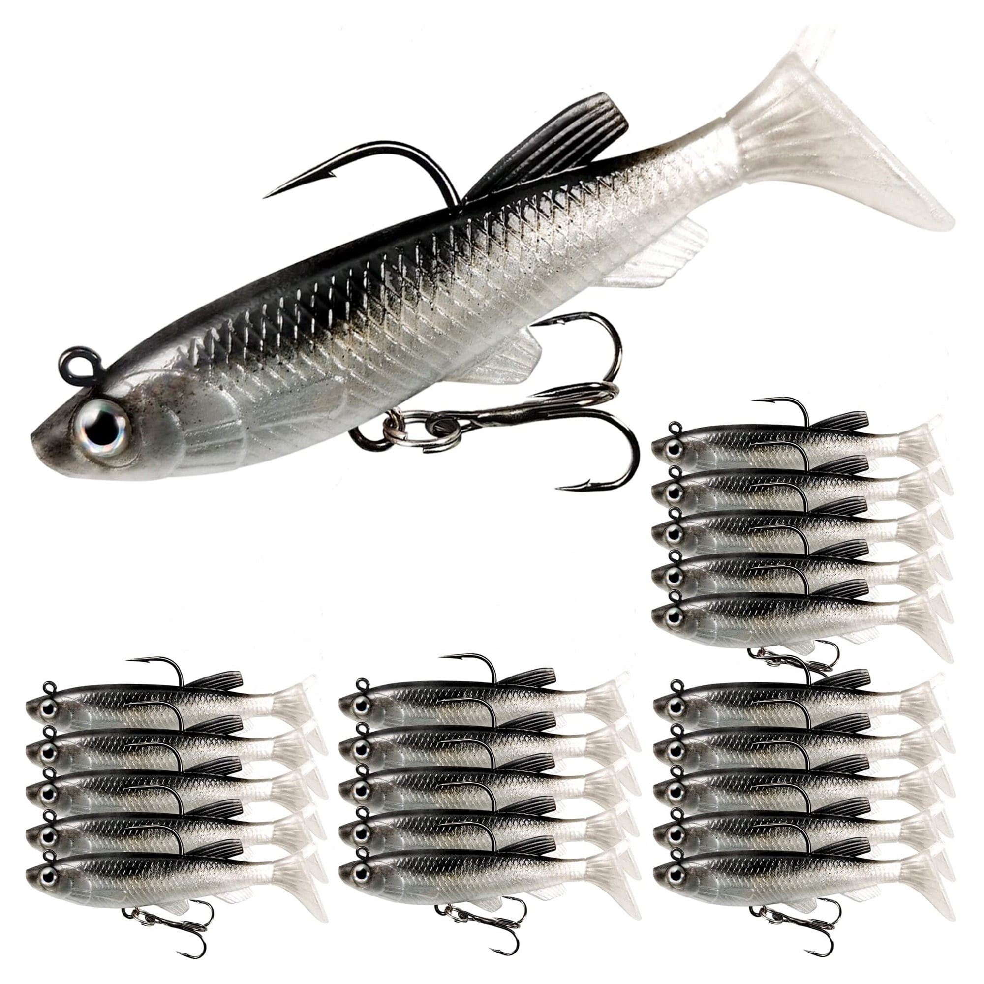 Realure Soft Plastic Fishing Lures Set - 8 Pcs Pre-Rigged Jig Head, Premium Artificial Sea Bait For Saltwater Freshwater, Paddle Tail Swim Baits For - View #10