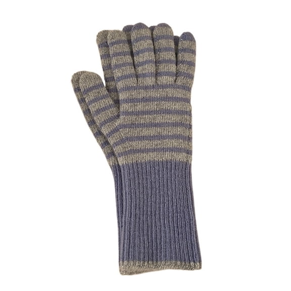 MAE Striped Knit Gloves Women's Winter Mittens