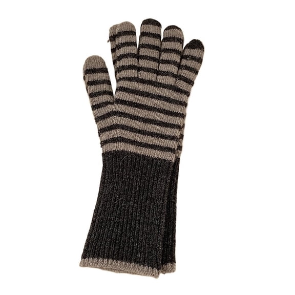 MAE Striped Knit Gloves Women's Winter Mittens