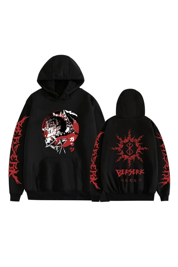 Anime Berserk Hoodie Cosplay Pattern Sweatshirt Classic Pullover Hooded Sweater for Men and Women