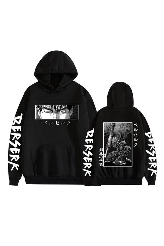 Anime Berserk Hoodie Cosplay Pattern Sweatshirt Classic Pullover Hooded Sweater for Men and Women