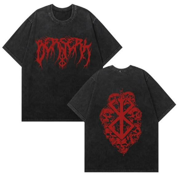 MAECKYRR Anime Berserk Washed T-shirt Vintage Cotton Role Playing T-shirt Unisex New T-shirt