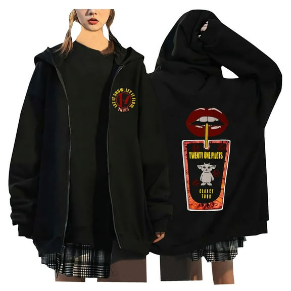 MAECKYRR Twenty One Pilots Full Zip Hoodie Long Sleeve Drawstring Sweatshirt with Pockets Hooded Jacket Unisex