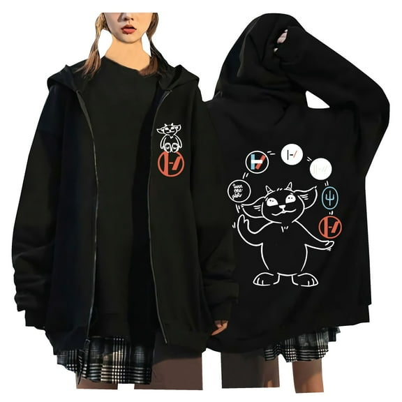 MAECKYRR Twenty One Pilots Full Zip Hoodie Long Sleeve Drawstring Sweatshirt with Pockets Hooded Jacket Unisex