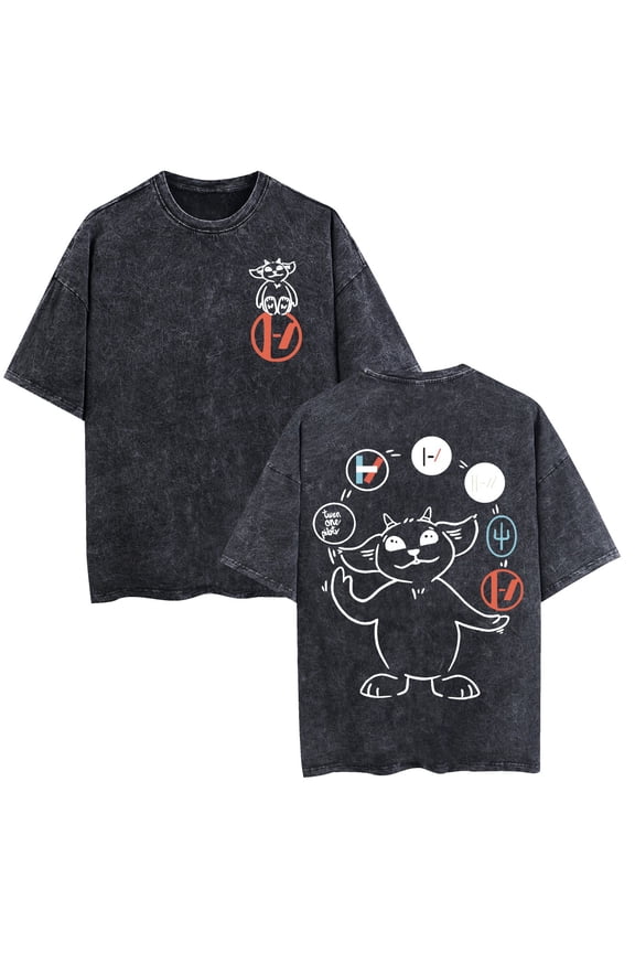 Twenty One Pilots washed vintage cotton T-shirt sheep pattern fun rock hip-hop T-shirt