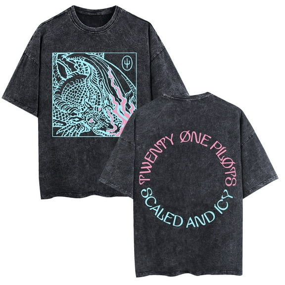 MAECKYRR Twenty One Pilots washed vintage cotton T-shirt sheep pattern fun rock hip-hop T-shirt