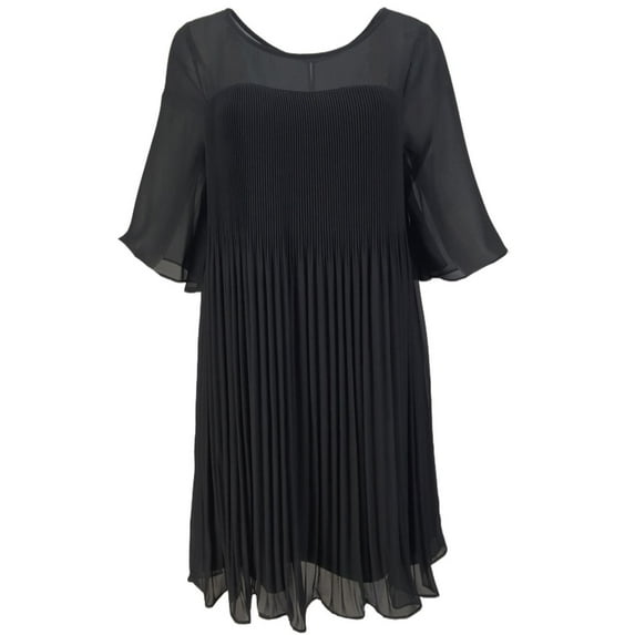 MAEVE Women's Pleated Swing Dress, Black, 8