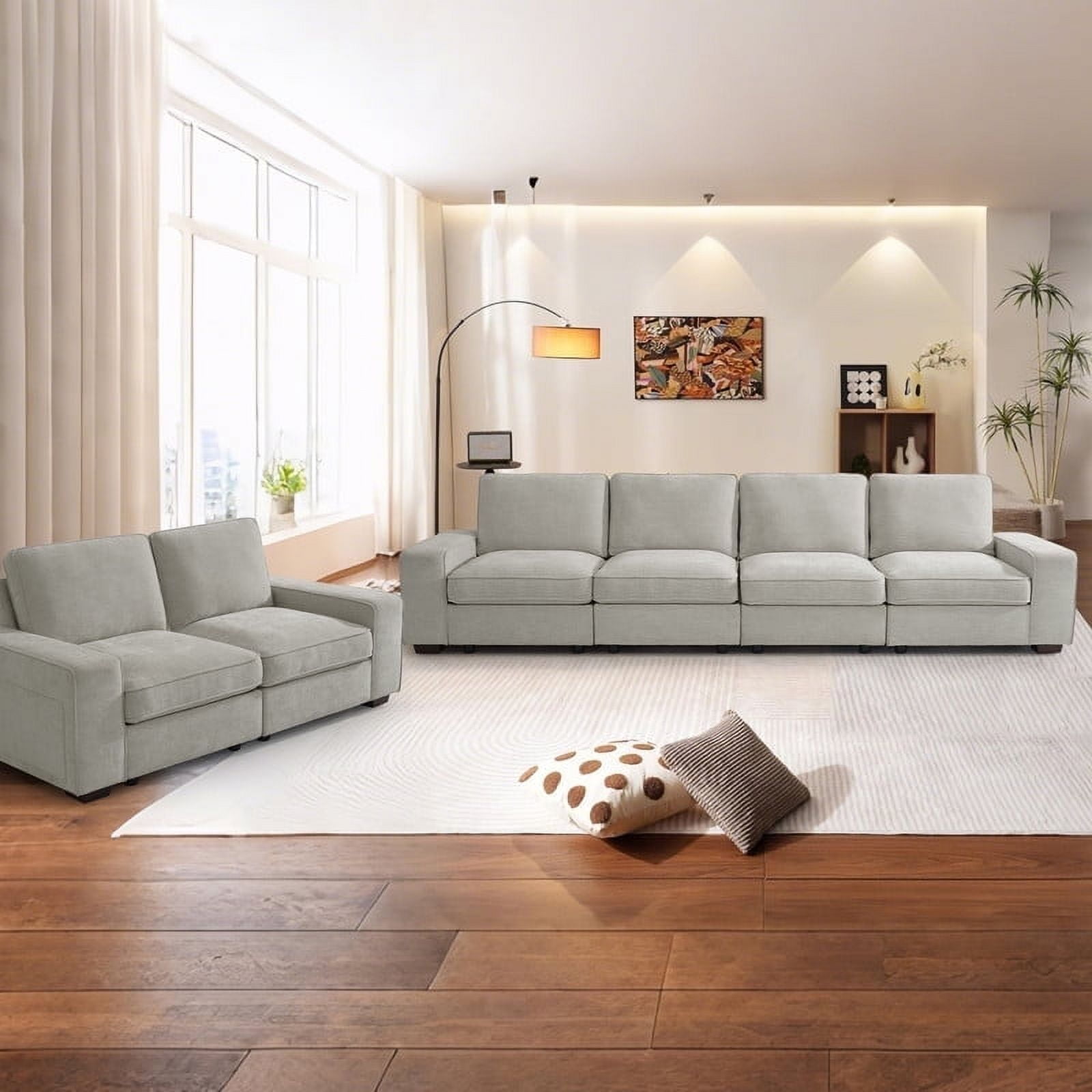 MAEVIS Lightgrey L Shape Sectional Sofa for Living Room/Office 6 Seater ...