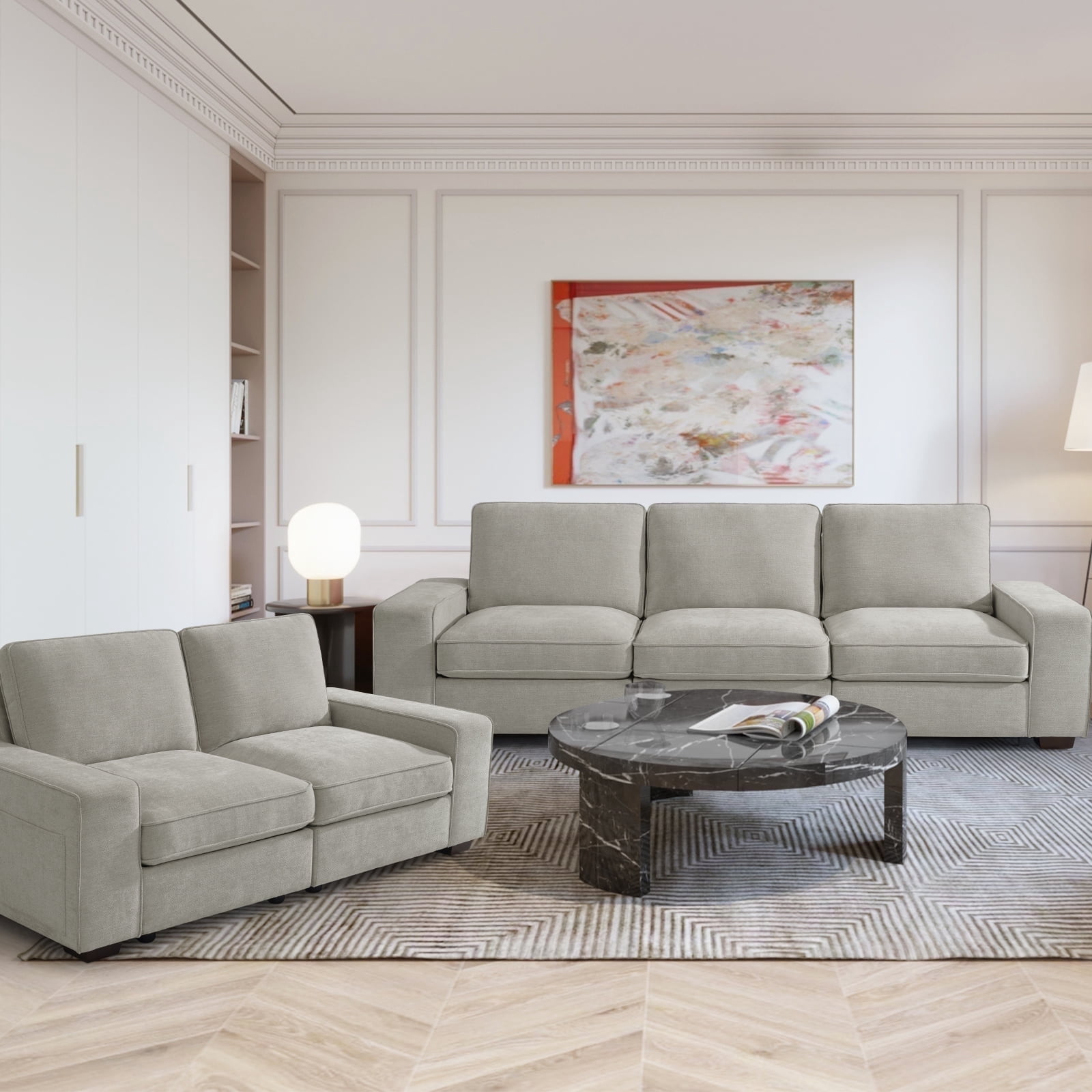 MAEVIS Modern Modular Chenille Sectional Sofa with Storage Space and ...