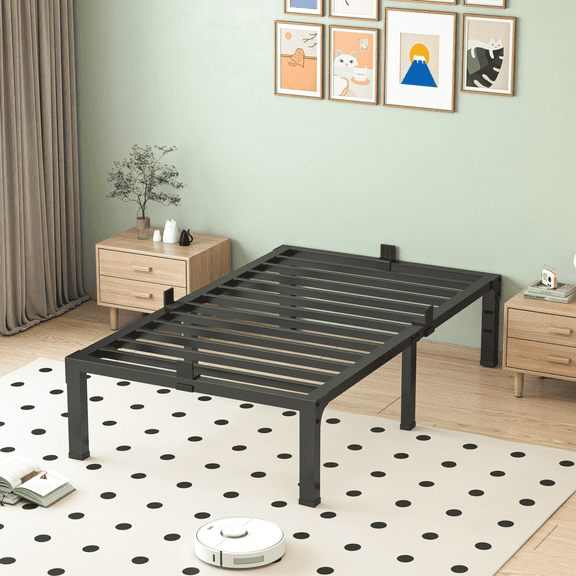 MAF Twin Bed Frame, 12 Inch Metal Frame with Headboard Hole, No Box Spring Needed, 3500 LBS Capacity, Easy Assembly and Noise Free