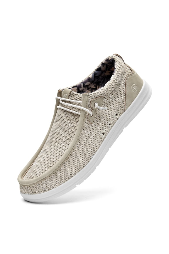 Men's Slip On Loafers | Arch Support Insole | Mens Walking Shoes | Comfortable Lightweight Mens Casual Loafers Beige Size 12