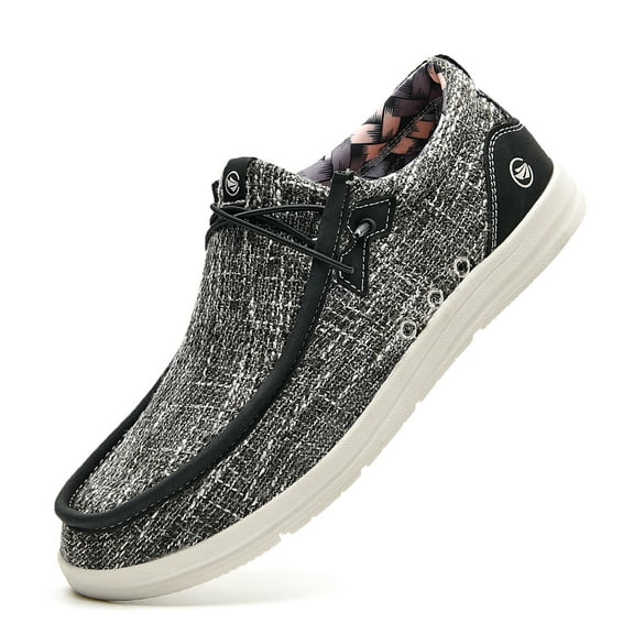 MAFEKE Men's Slip On Loafers | Arch Support Insole | Mens Walking Shoes | Comfortable Lightweight Mens Casual Loafers BlackGrey Size 10