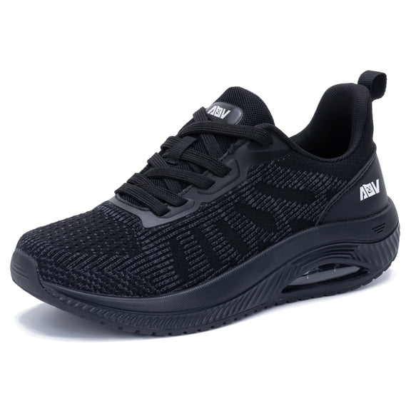 MAFEKE Women's Air Arch Support Walking Shoes Orthotic Tennis Sneakers for Plantar Fasciitis Nursing Work, Black Size 8