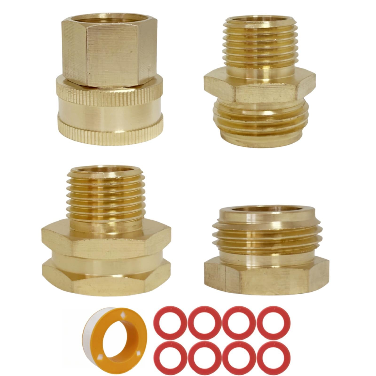 MAFERLIY 4 PCS Commonly Used Brass Garden Hose Set, 1/2" NPT To Garden
