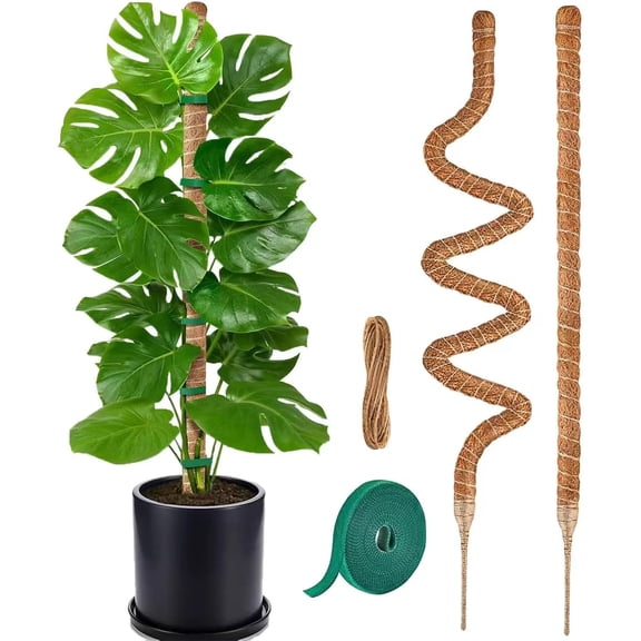 MAFONE 2 Pack 28 Bendable Moss Pole Monstera Plant Support | for Climbing Plants, Handmade Coco Coir Sticks Stakes Potted Plants