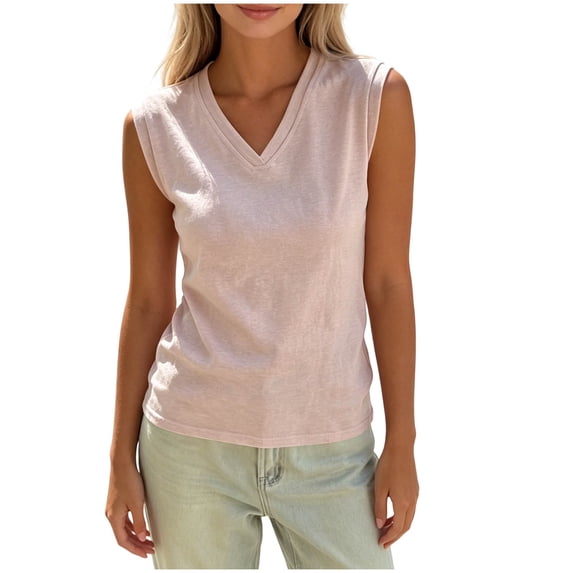 MAFYTYTPR Women's Cotton Blend V-Neck Tank Tops Spring Summer Casual Tops for Everyday Wear 1PC S-XL