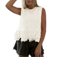 thumbnail image 1 of MAFYTYTPR Women's Fringe Hem Open Knit Tank Tops Crew Neck Solid Color Spring Summer Casual Tops for Everyday Wear S-XXL, 1 of 8