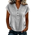 thumbnail image 1 of MAFYTYTPR Women's Lace Trim Cap Sleeve V-Neck Crinkle Cotton Blouses Spring Summer Casual Tops for Everyday Wear S-3XL Plus Size, 1 of 6