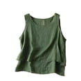 thumbnail image 1 of MAFYTYTPR Women's Linen Blend Double Layer Ruffle Hem Tank Top Round Neck Solid Color Spring Summer Casual Tops for Everyday Wear M-3XL Plus Size, 1 of 3