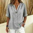 thumbnail image 1 of MAFYTYTPR Women's Notched V-Neck Button Detail Roll Cuff Short Sleeve Blouses Spring Summer Solid Color Loose Casual Tops for Everyday Wear 1PC S-XXL, 1 of 8