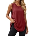thumbnail image 1 of MAFYTYTPR Women's Side Slit Longline Round Neck Tank Tops Spring Summer Solid Color Casual Tops for Sports Workout 1PC S-XXL, 1 of 8