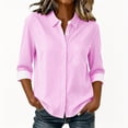thumbnail image 1 of MAFYTYTPR Women's Striped Button-Down Shirt Spring Summer 3/4 Roll-Up Sleeve Casual Tops for Everyday Wear XS-XXL, 1 of 9