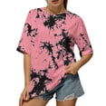 thumbnail image 1 of MAFYTYTPR Women's Tie Dye Print Round Neck 1/2 Sleeve Casual T-Shirts Spring Summer Tops for Everyday Wear S-XXL, 1 of 9