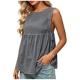 thumbnail image 1 of MAFYTYTPR Women's Tie Side Slit Peplum Hem Solid Color Tank Tops Spring Summer Round Neck Casual Tops for Everyday Wear 1PC S-XXL, 1 of 7