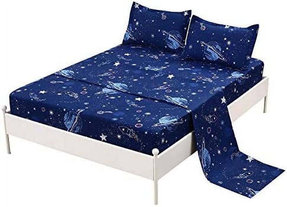 MAG 4 Pcs Bedding Set Space Sheets Galaxy Sheets Stars Rockets